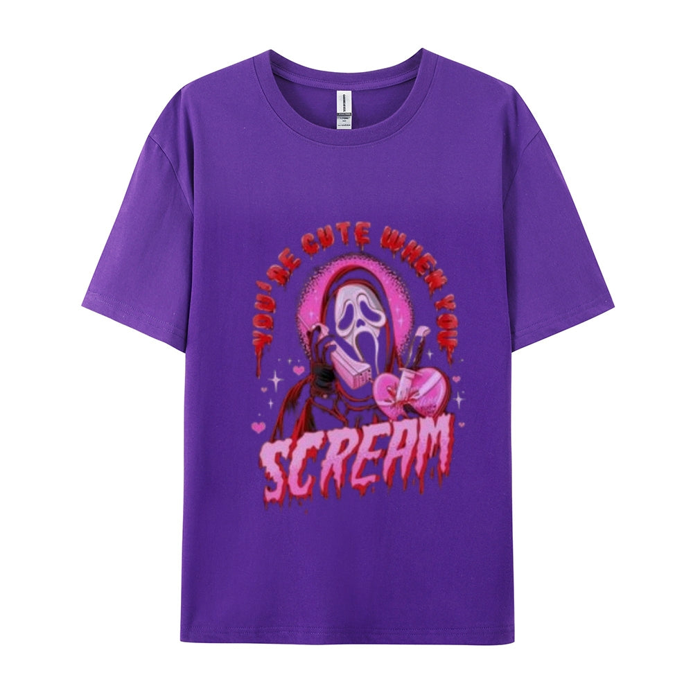 Mens Cute Scream Skull Graphic Tee