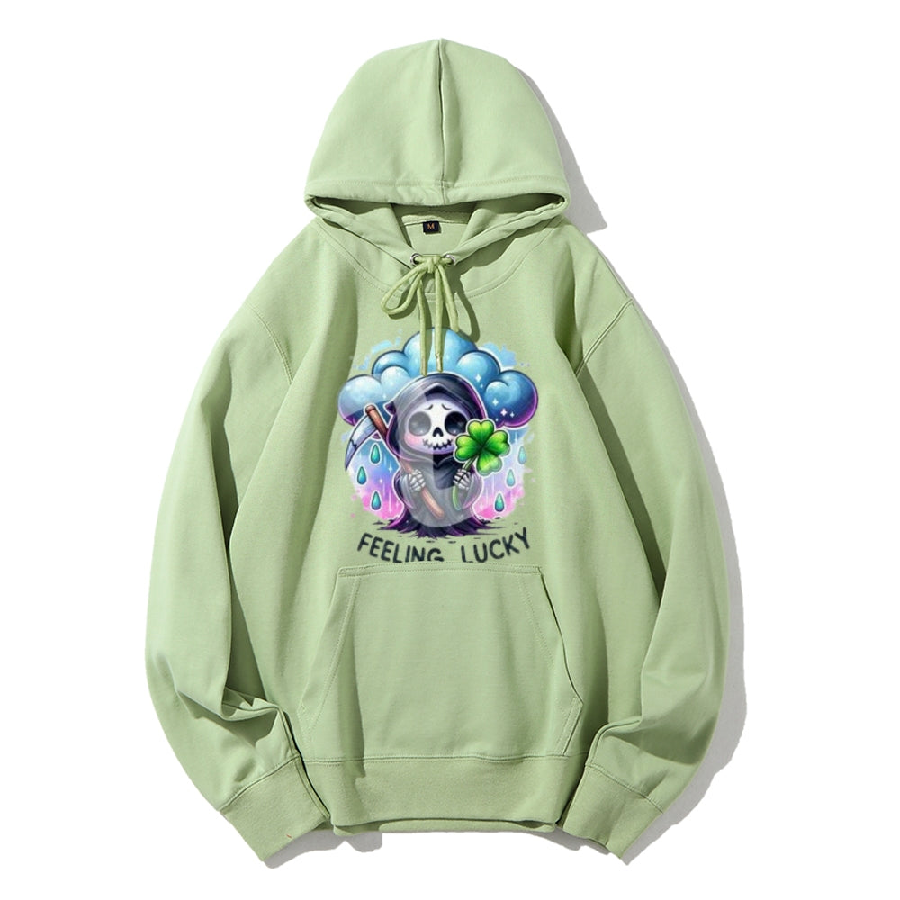 Women Cute Feeling Lucky Skeleton Graphic Hoodies