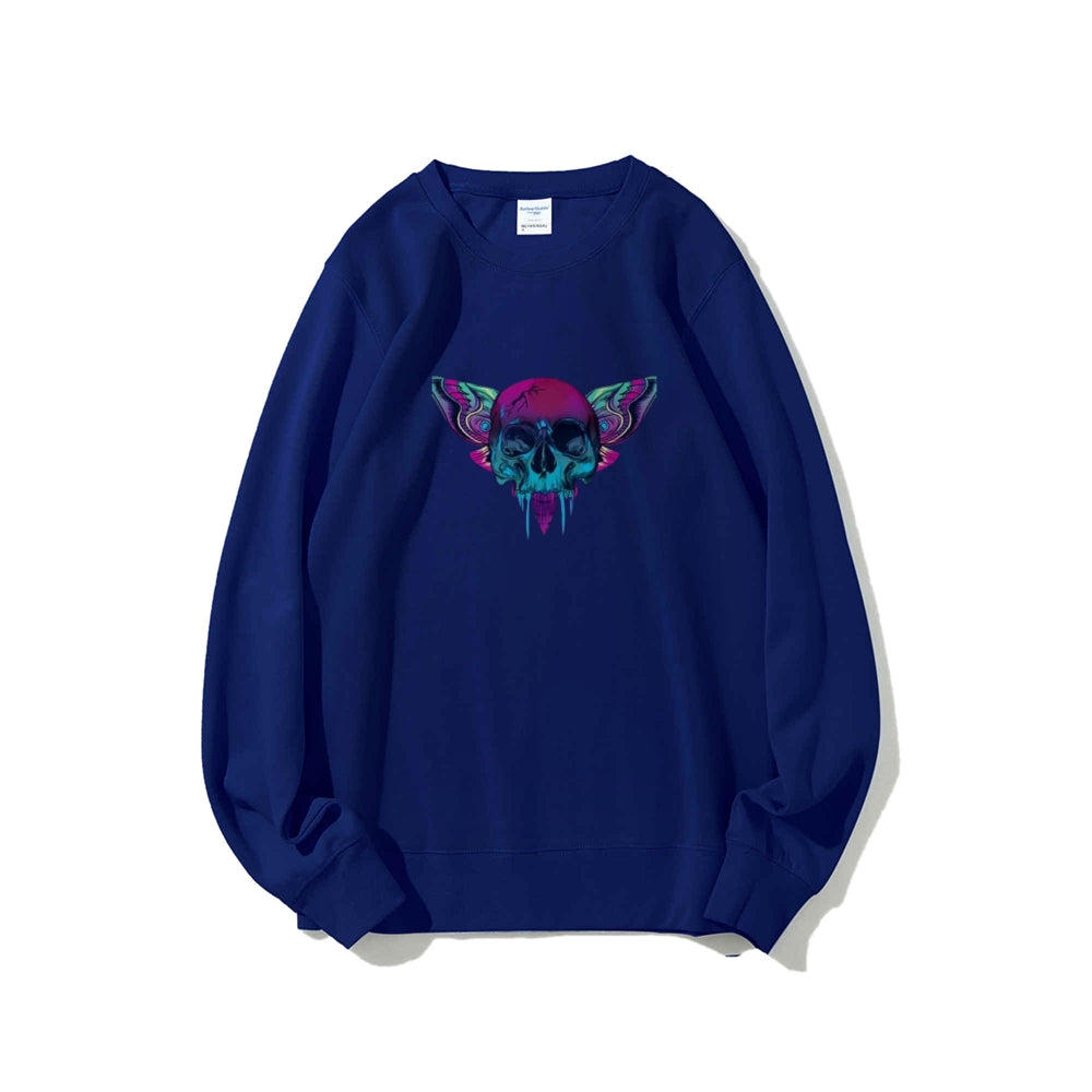 Mens A Skull with Butterflies Graphic Sweatshirts