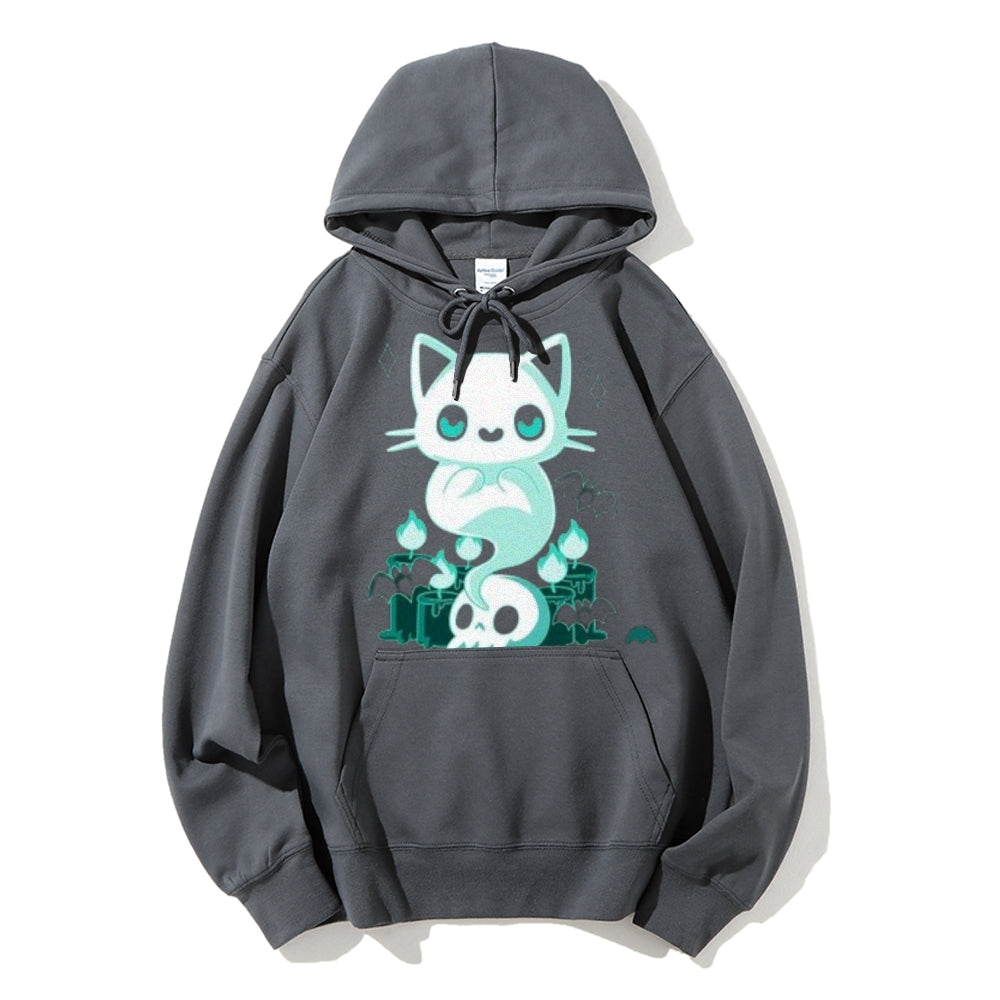 Women Cute Ghost Cat Graphic Hoodies