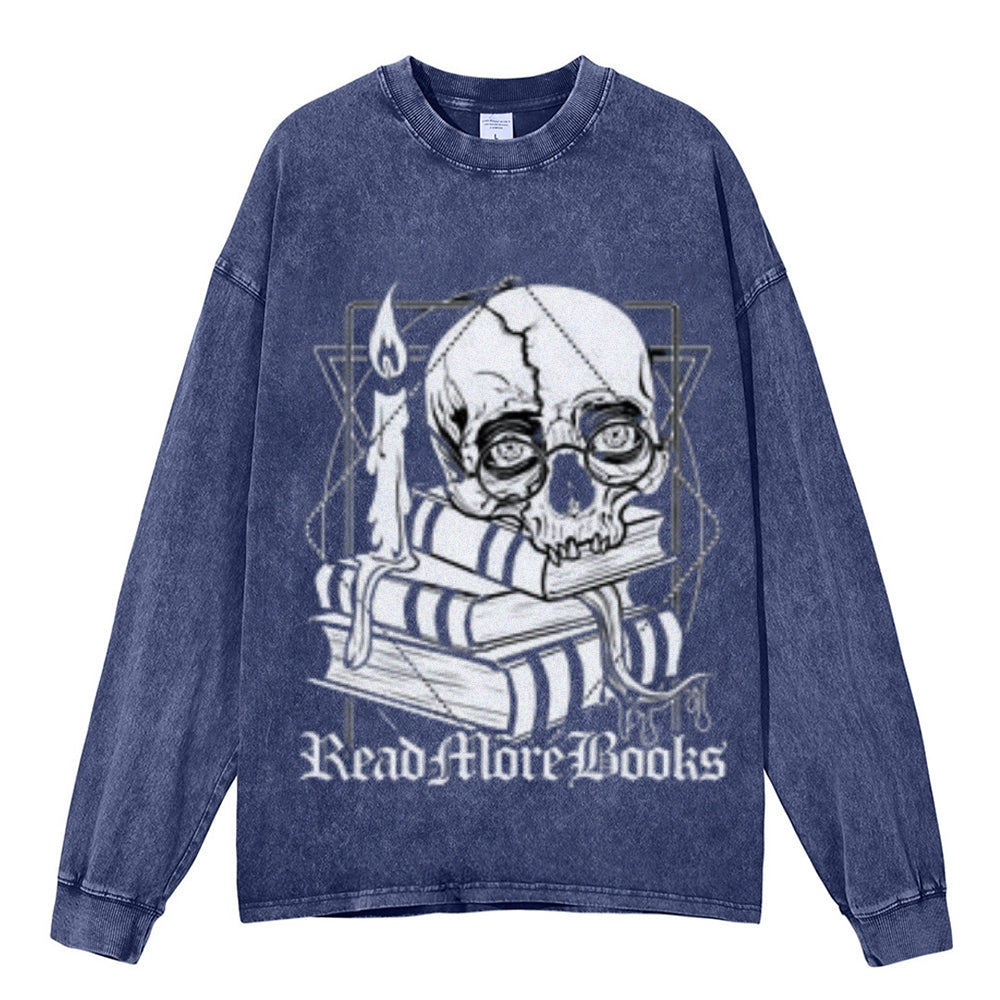 Oversized Vintage Washed Read More Books Graphic Sweatshirt