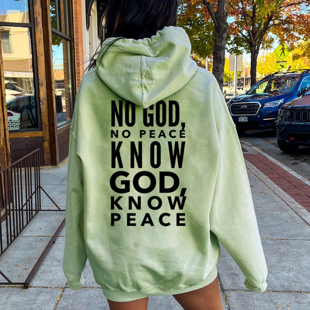 Women KNOW GOD KNOW PEACE Graphic Hoodies