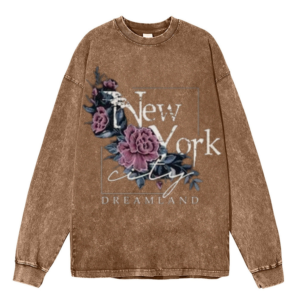 Oversized Vintage Washed New Your Graphic Sweatshirt