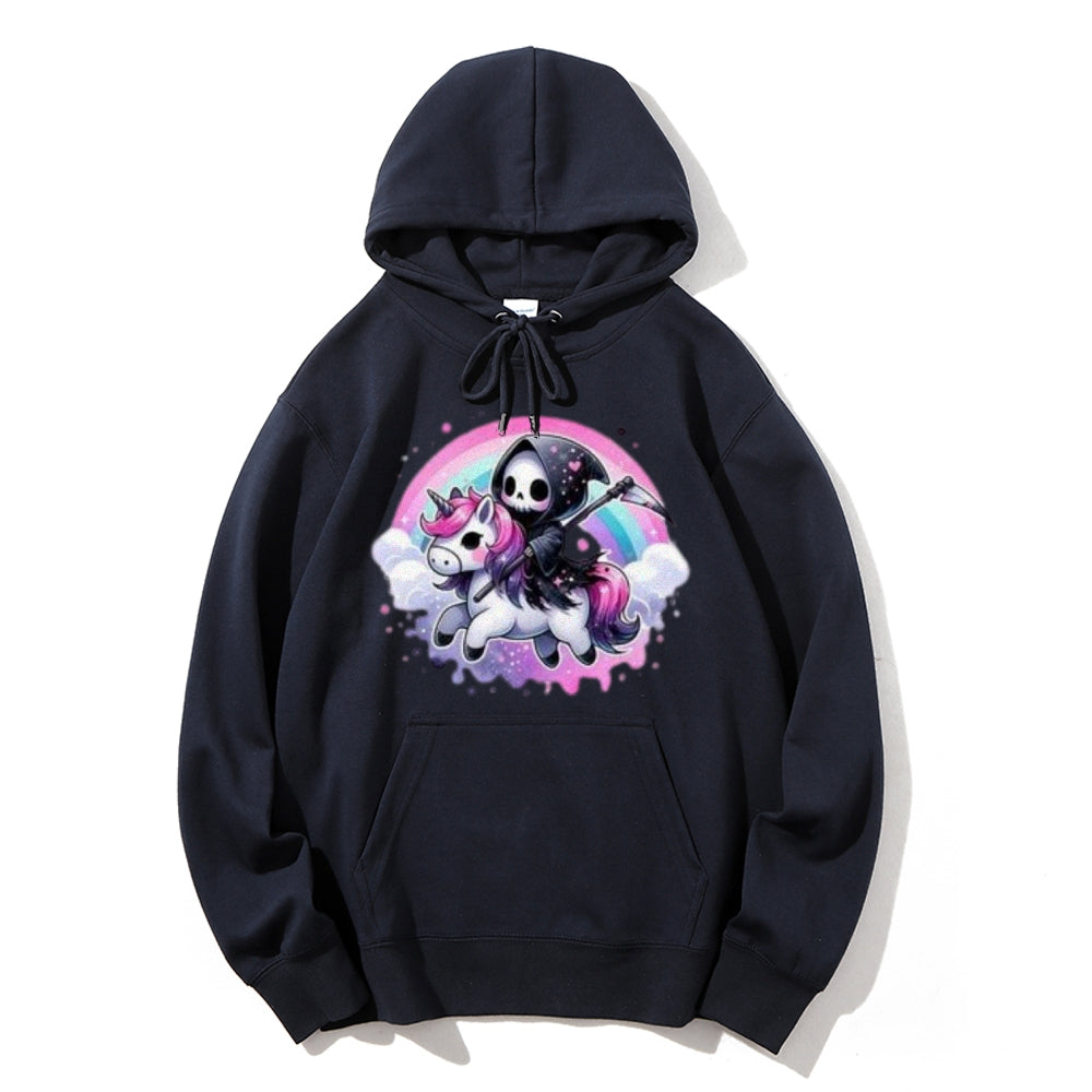 Women Cute Unicorn Skeleton Graphic Hoodies