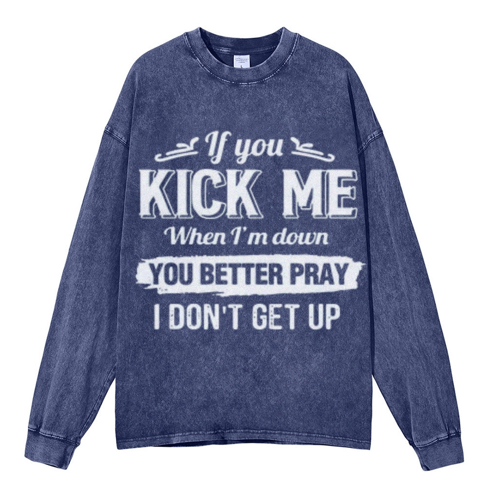 Oversized Vintage Washed  Inspire Slogan Letter Graphic Sweatshirt