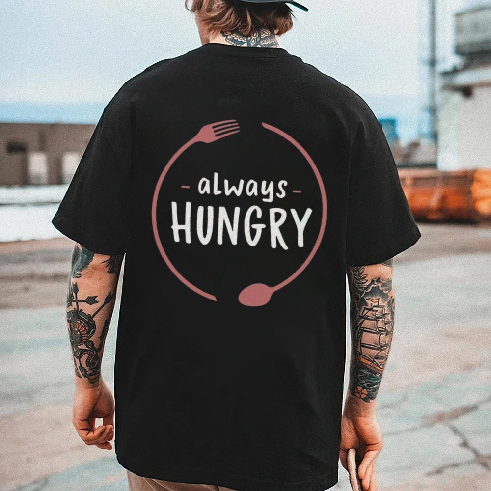 Mens ALWAYS HUNGRY Letter Graphic Tee