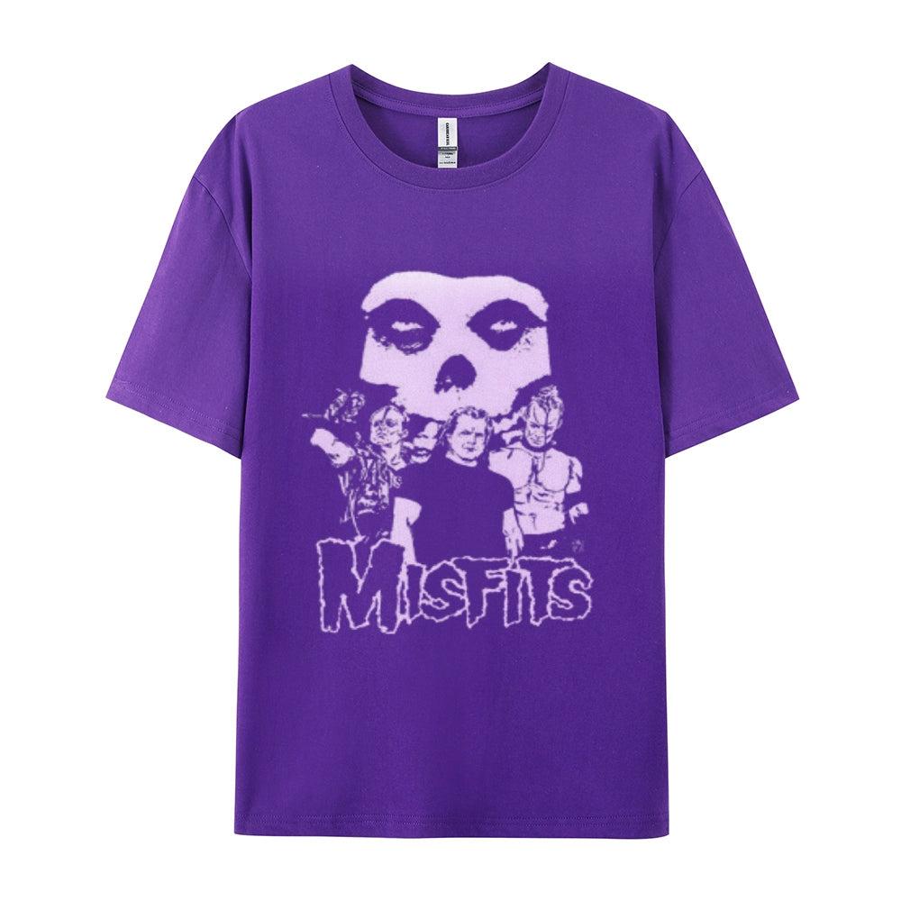 Mens Vintage The Misfits Rock Band Print Cotton Short Sleeve Casual Graphic T-shirt