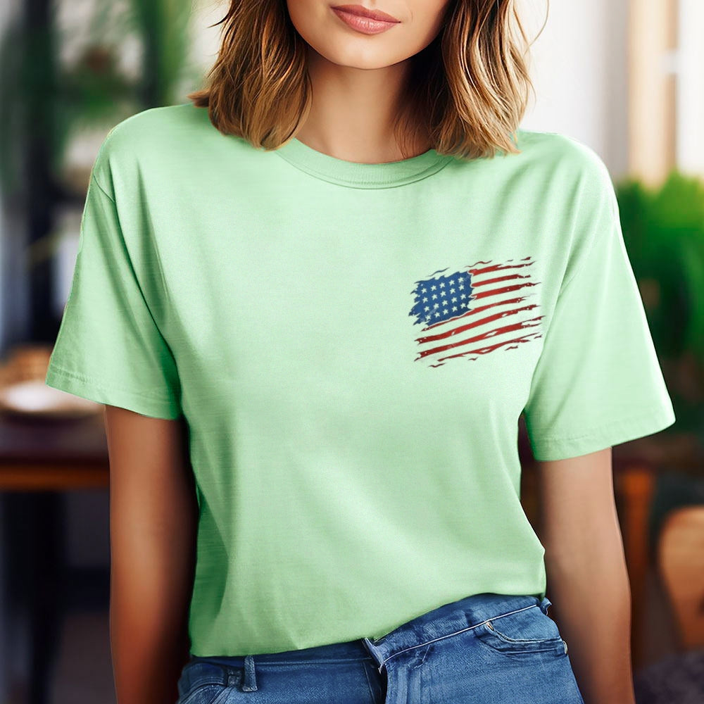 Women Flag Independence Day Stars Stripes Graphic T-shirt