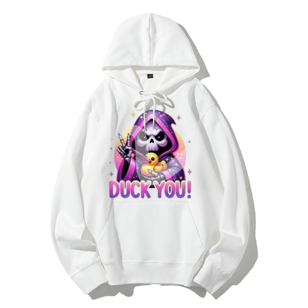 Women Cute Duck with Skull Graphic Hoodies