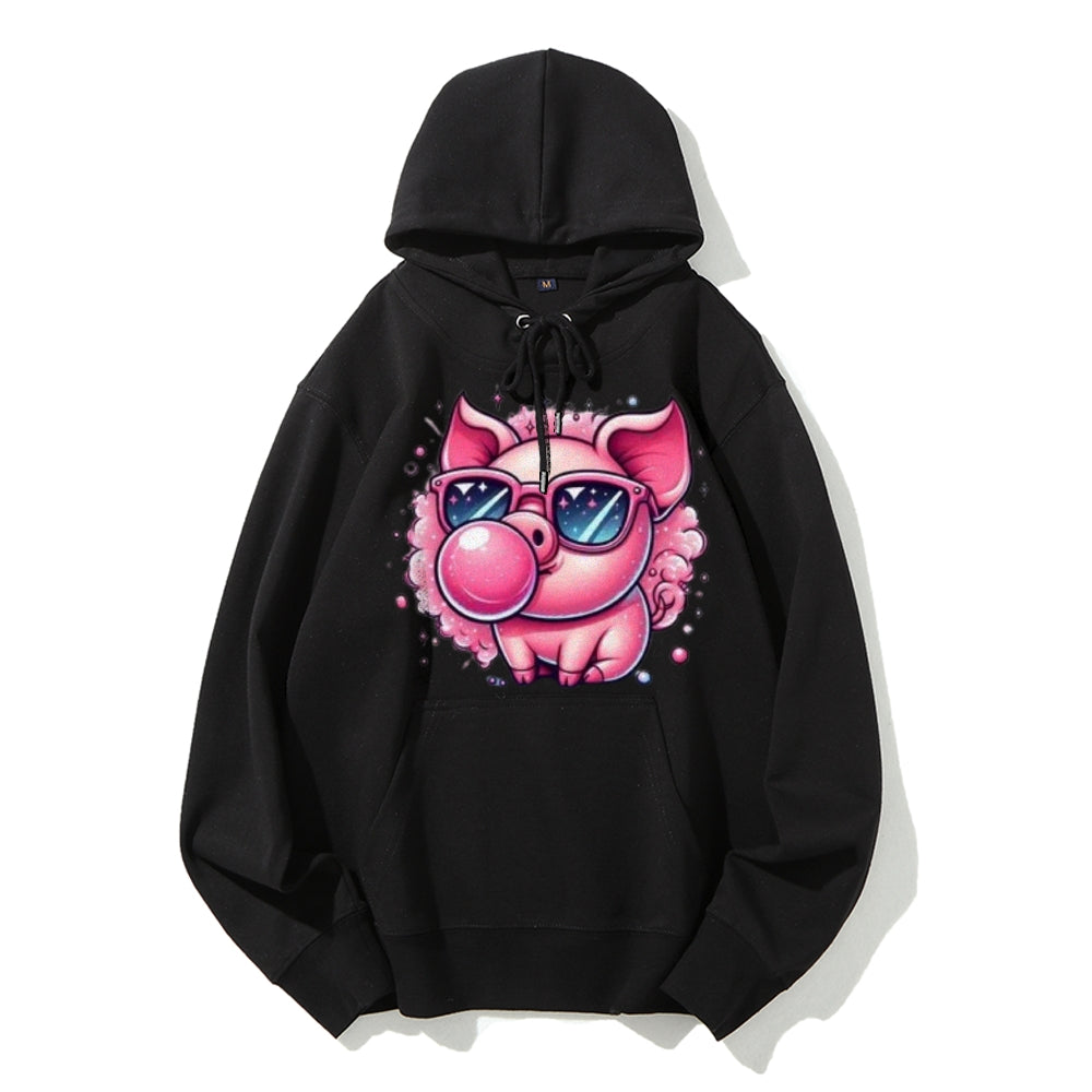 Women Cute Pink Pig Graphic Hoodies