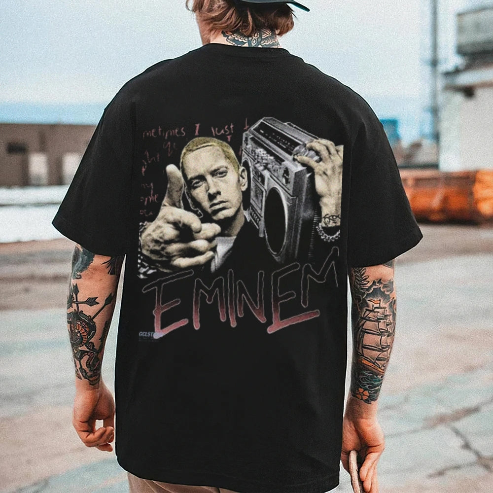 Mens Vintage Eminem Darkness Style Print Graphic Tee