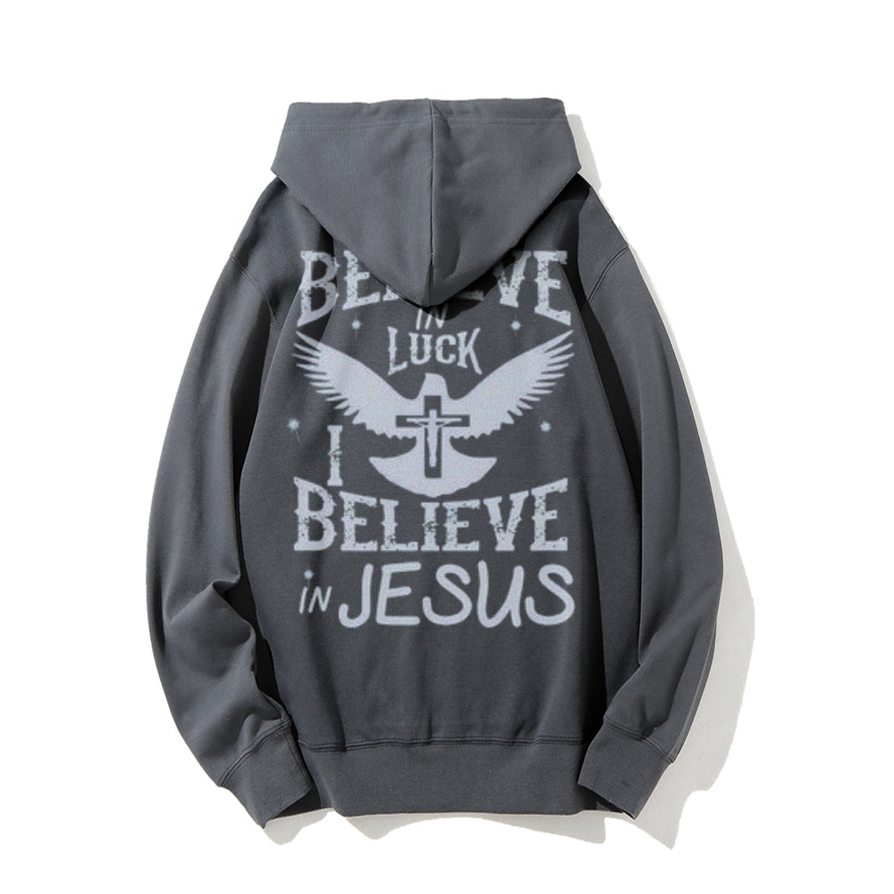 Mens I BELIEVE IN JESUS Letter Graphic Pullover Hoodies