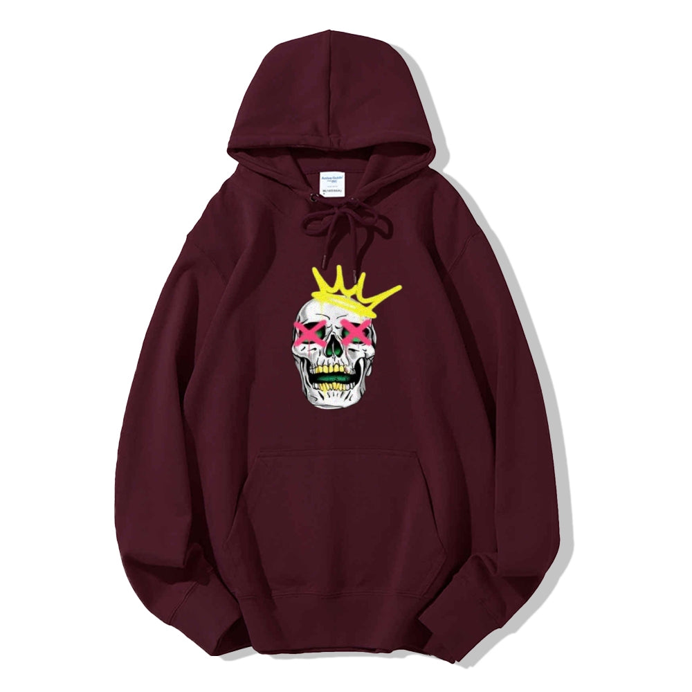 Mens Ruby Tooth King Skull Graphic Hoodies