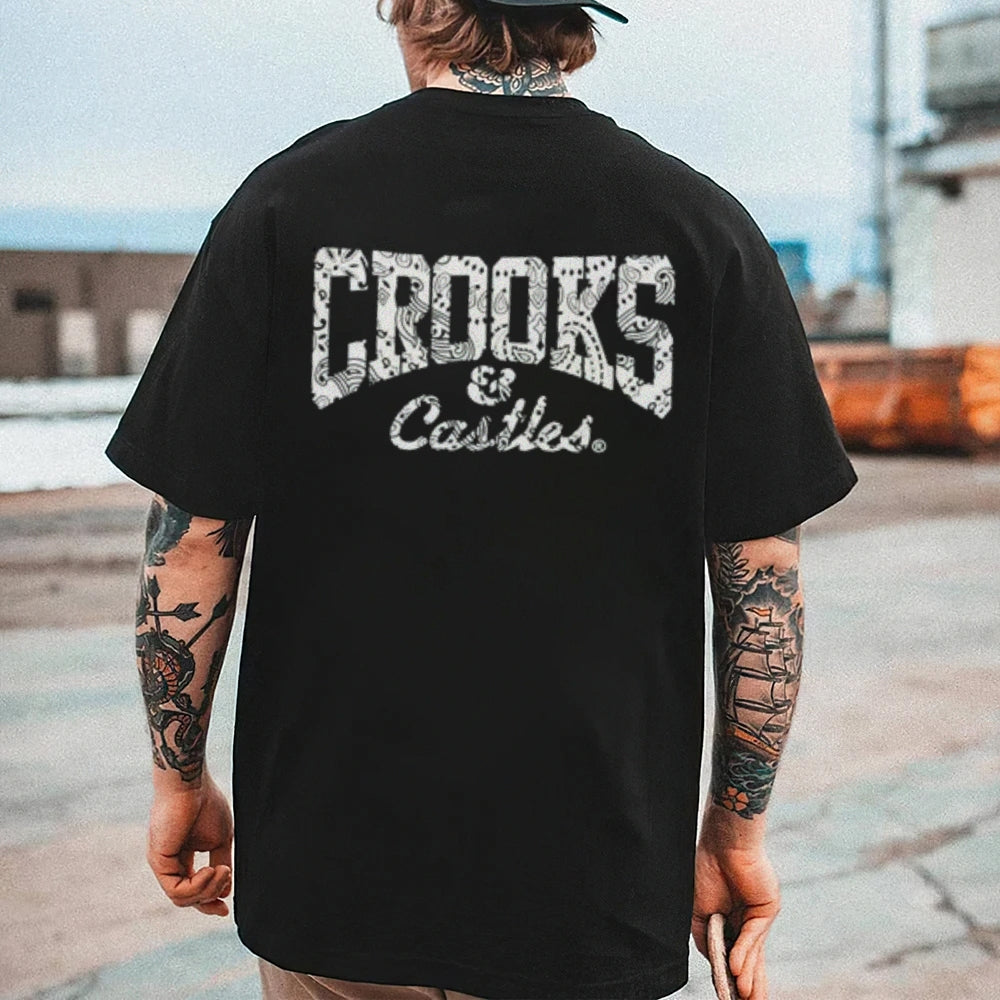 Mens Vintage Crooks Letter Graphic Tee