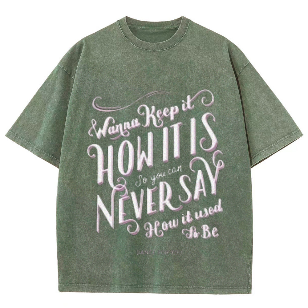 Women Washed Vintage Letter Print Tee