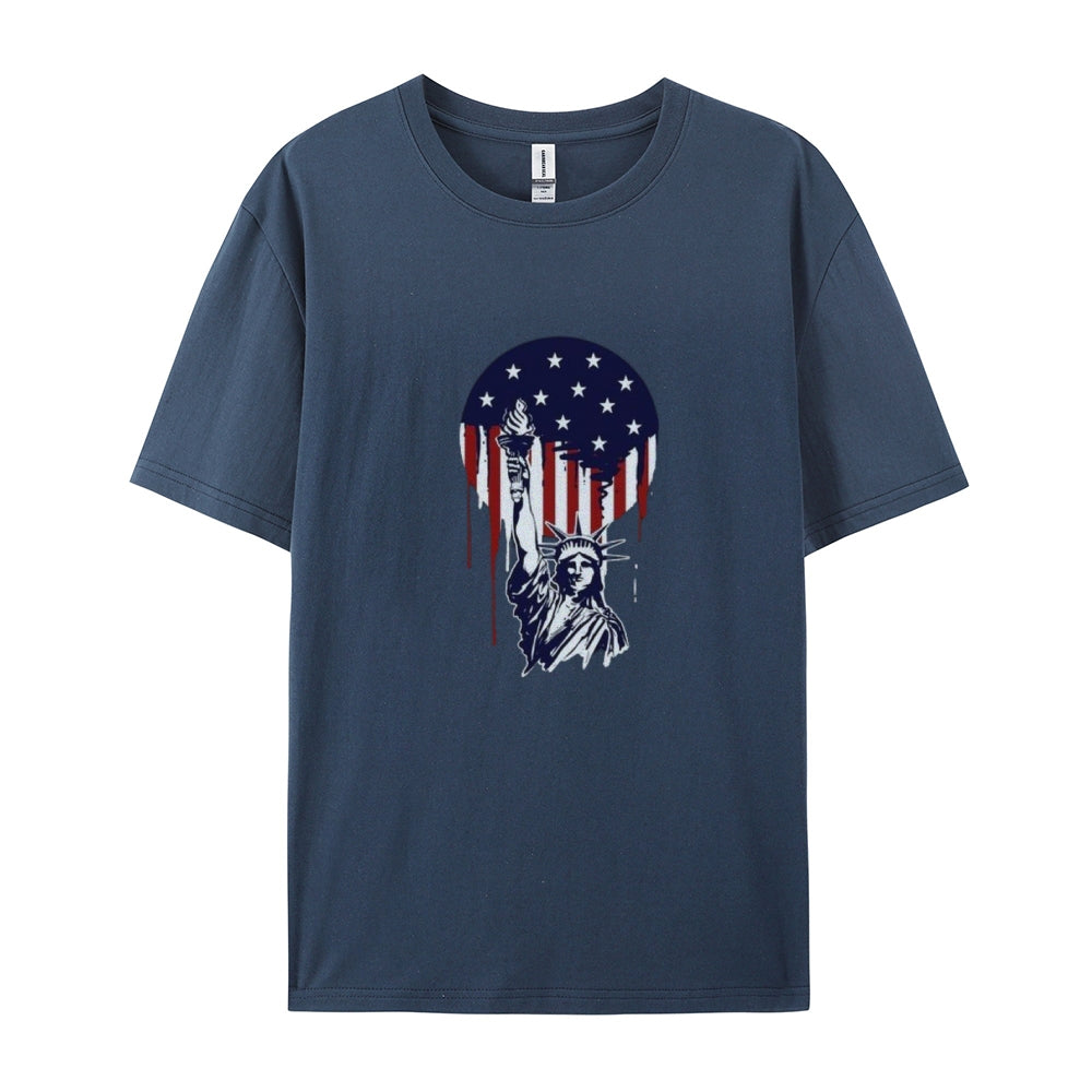 Mens Independence Day Freedom Flag Print Graphic Tee