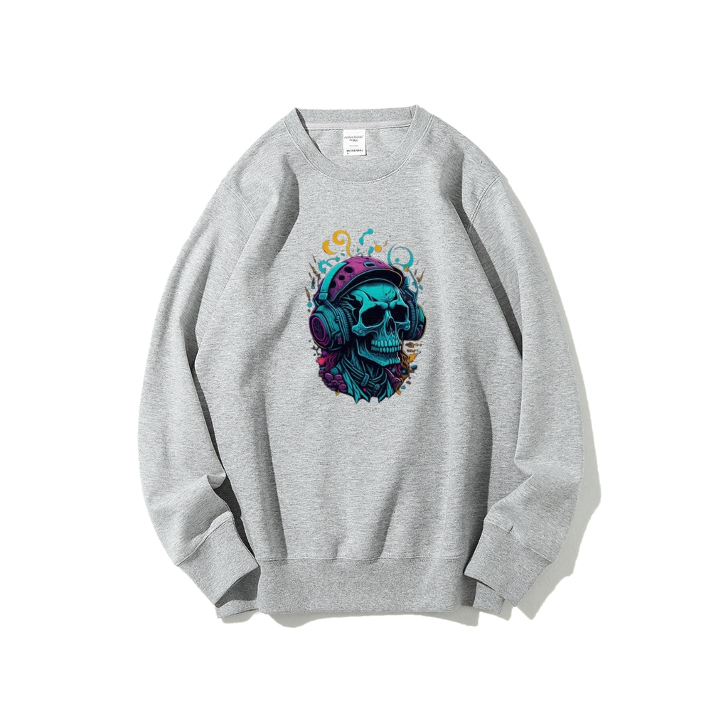 Mens Colorful Skull with Headphones Graphic Sweatshirts