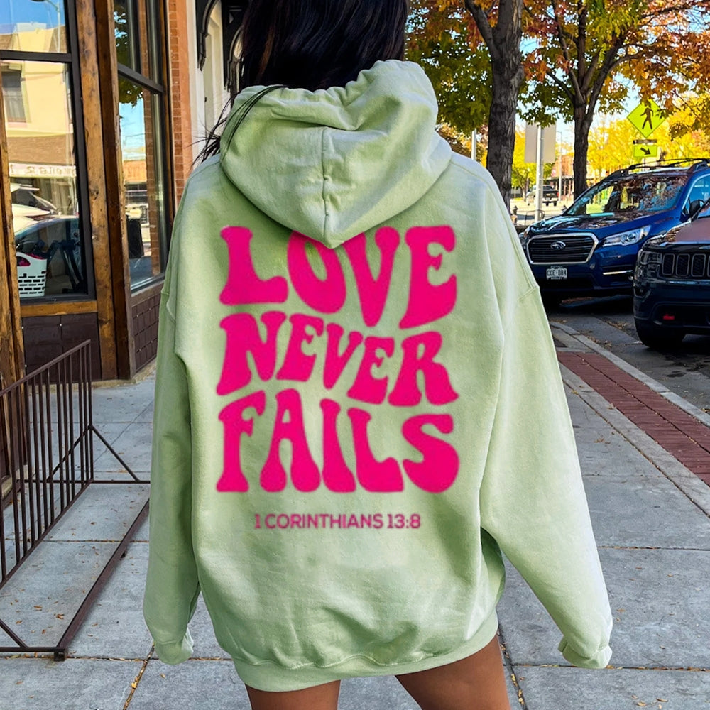 Women LOVE NEVER FAILS Letter Graphic Hoodies