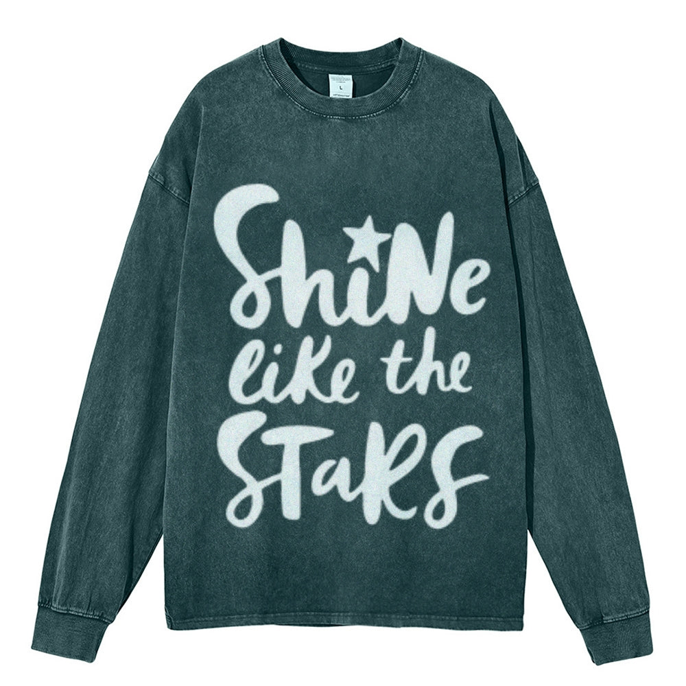 Oversized Vintage Washed SHINE LIKE THE STAR Graphic Sweatshirt