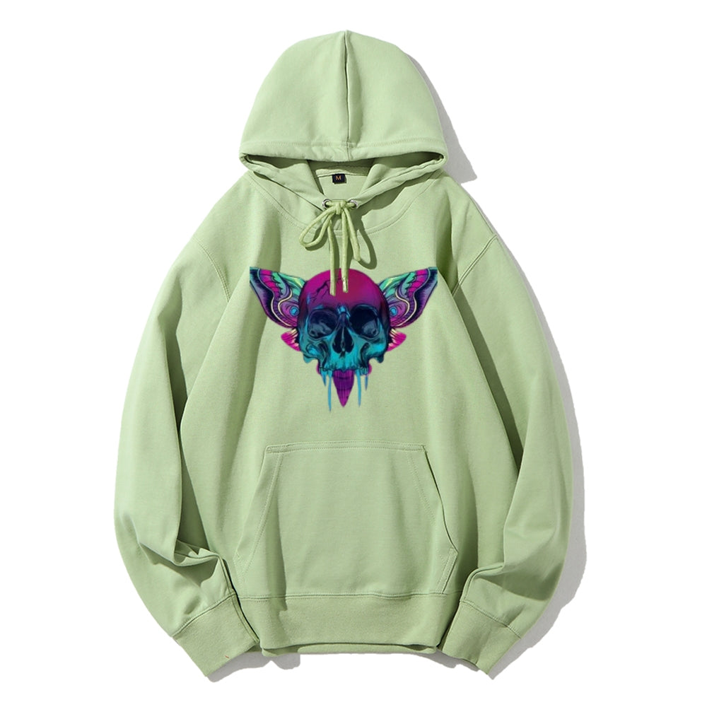 Mens A Skull with Butterflies Graphic Hoodies