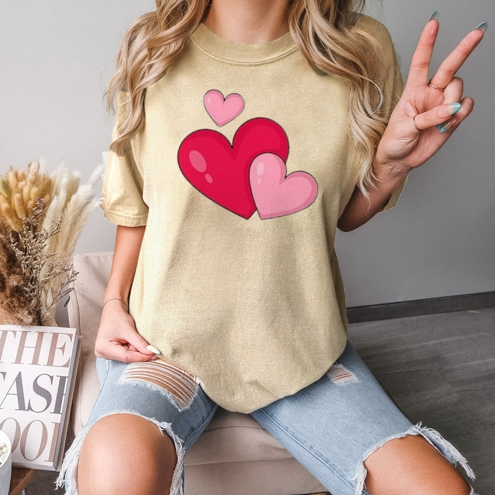 Women Love Pink Heart Valentine's Day Print Graphic T-shirt