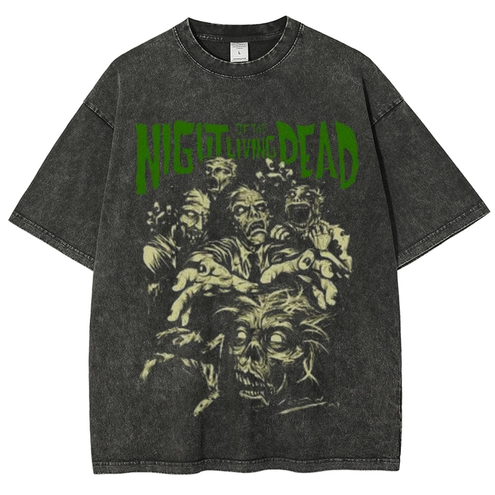 Unisex Vintage Night Of The Living Dead Graphic Short Sleeve Washed T-shirt