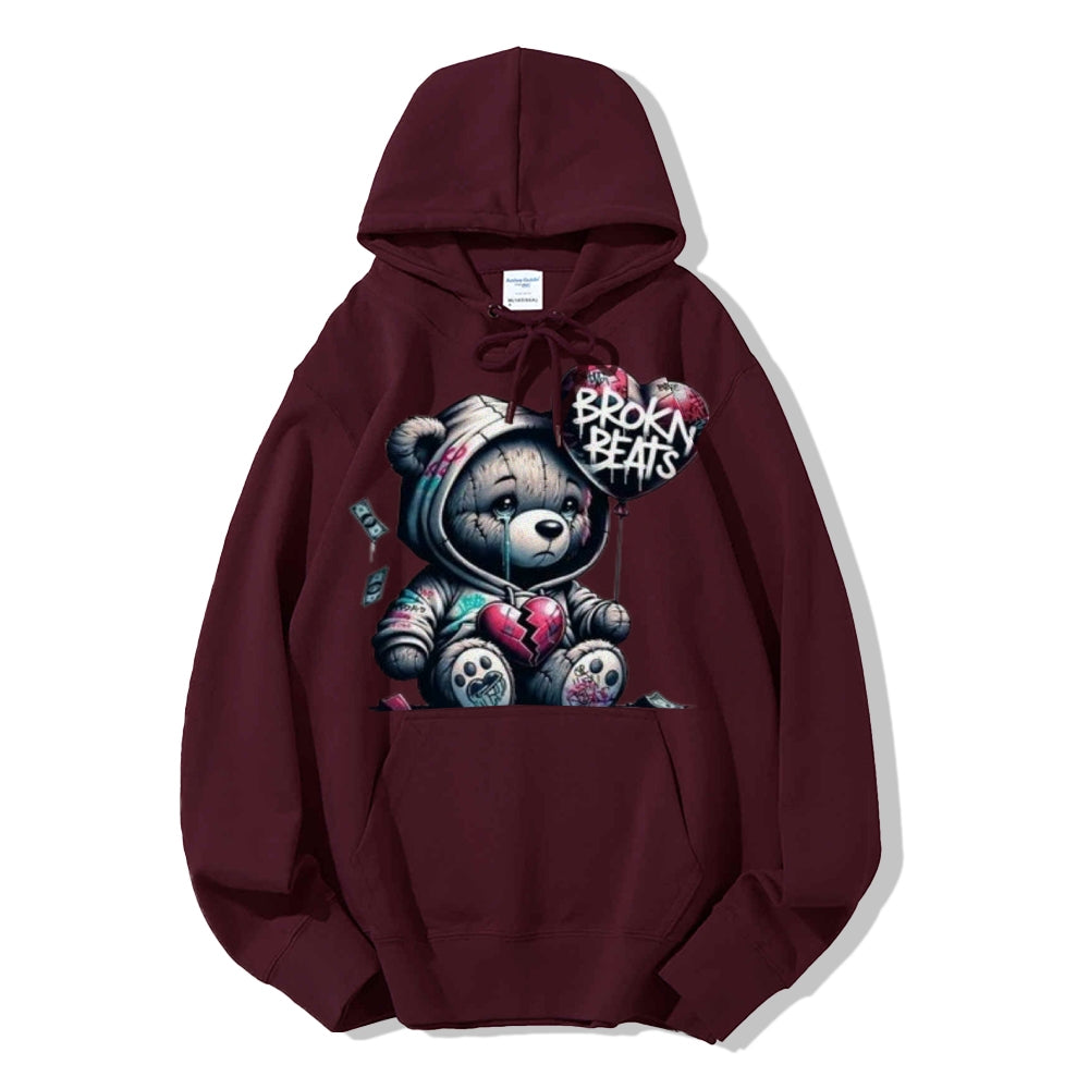 Women Cute Broken Bear Graphic Hoodies