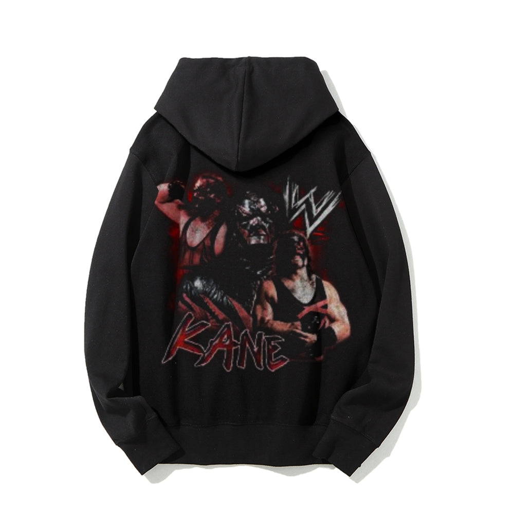 Mens Vintage Kane Darkness Style Print Graphic Pullover With Kangaroo Pocket Hoodies