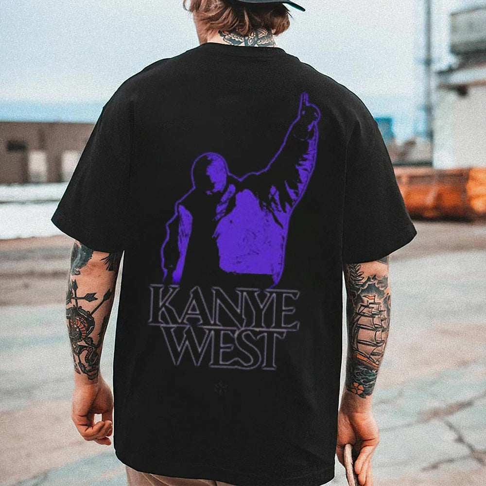 Mens Vintage Kane West Darkness Style Print Graphic Tee