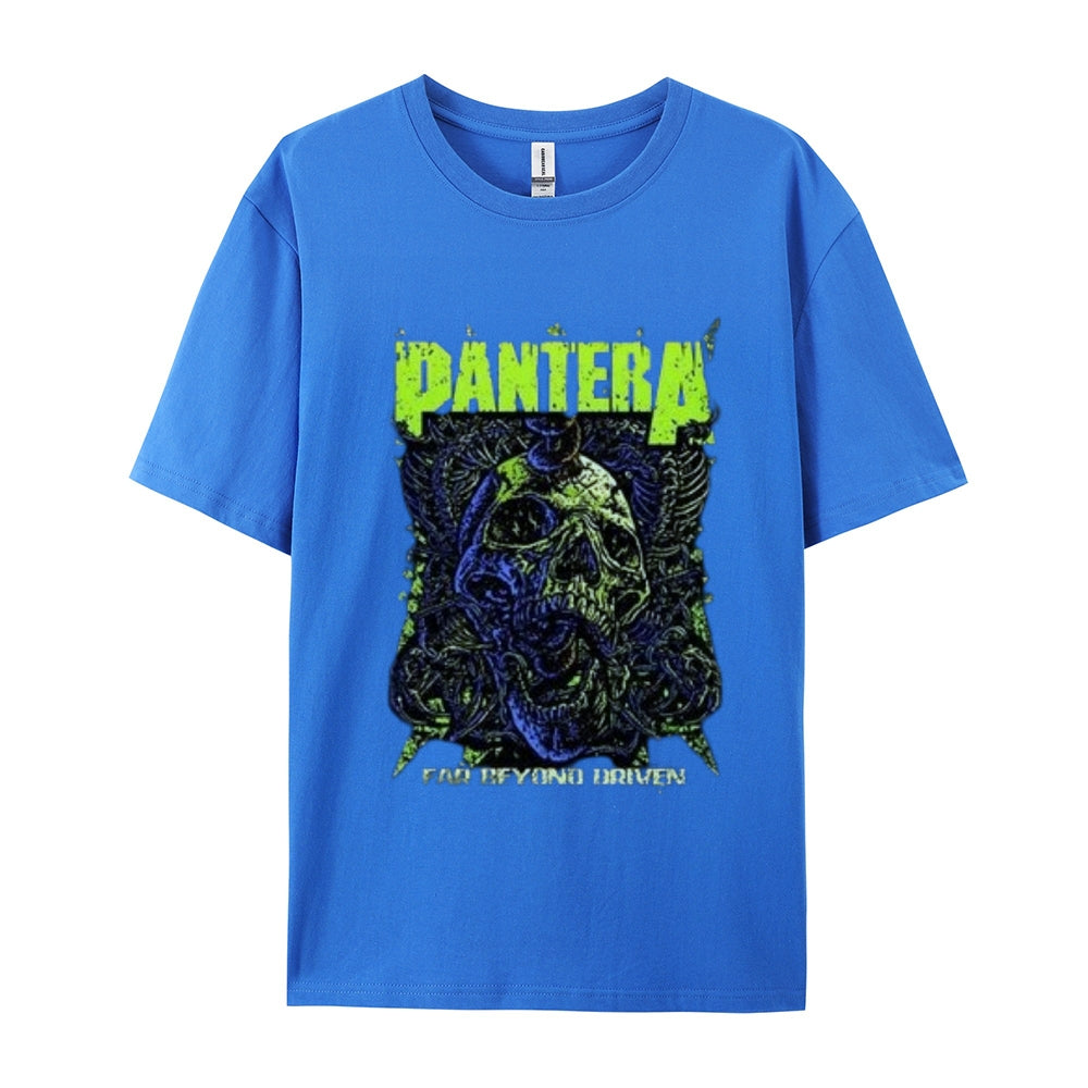 Mens Vintage The Pantera Rock Band Print Cotton Short Sleeve Casual Graphic T-shirt