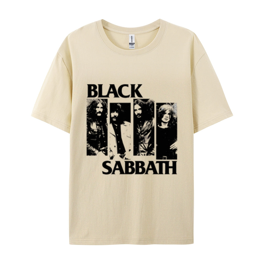 Mens Vintage The Black Sabbath Rock Band Print Cotton Short Sleeve Casual Graphic T-shirt