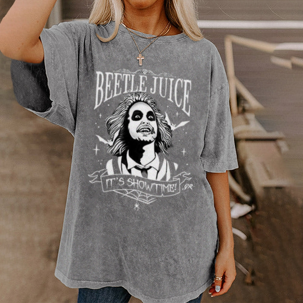 Women Washed Vintage Beetle Juice Graphic Tee