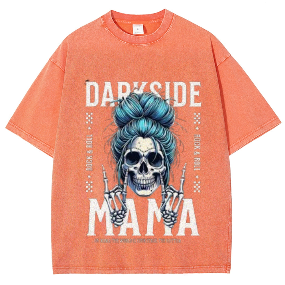 Women Washed Vintage Darkside MaMa Graphic T-shirt