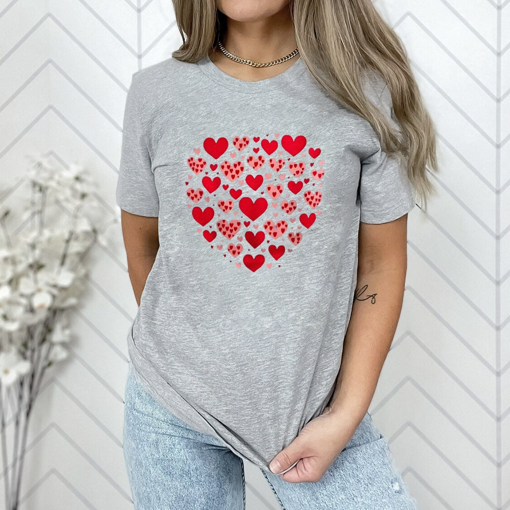 Women Valentine's Day Love Red Heart Print Graphic T-shirt