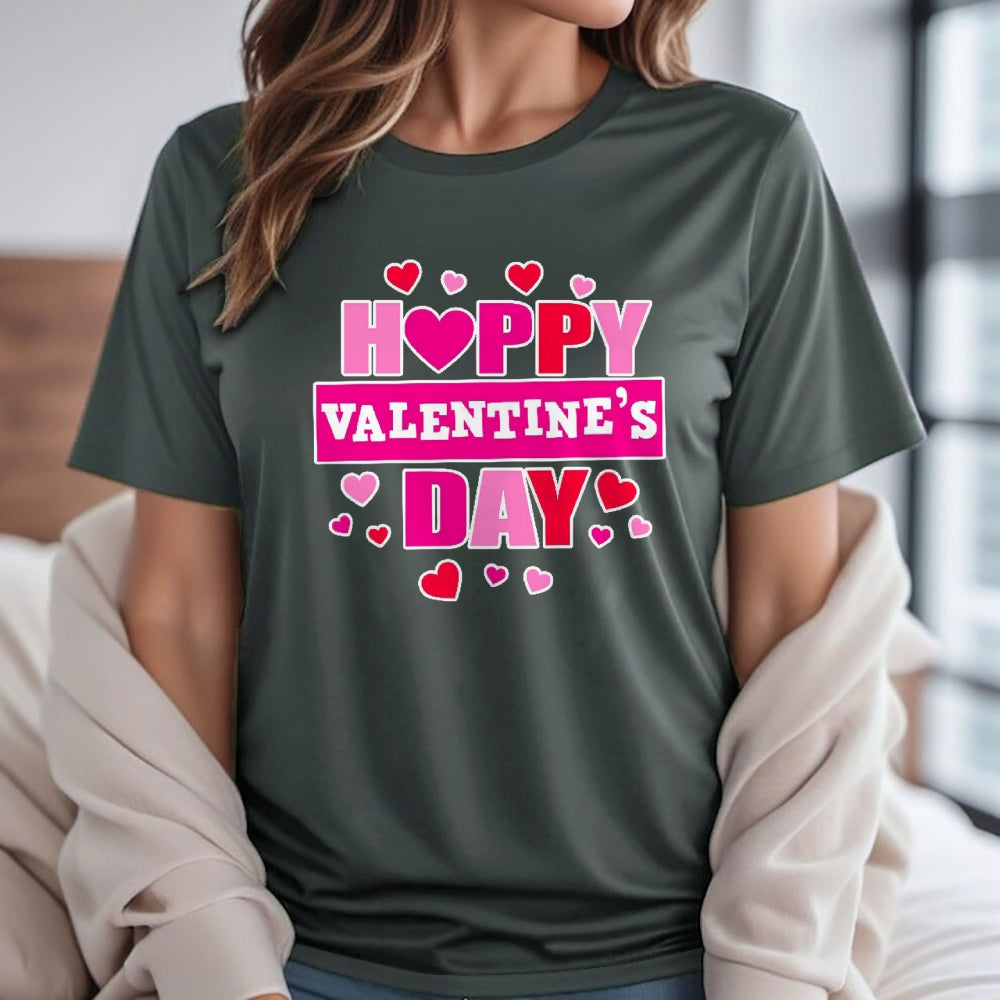 Women Happy Valentine's Day Print Graphic T-shirt