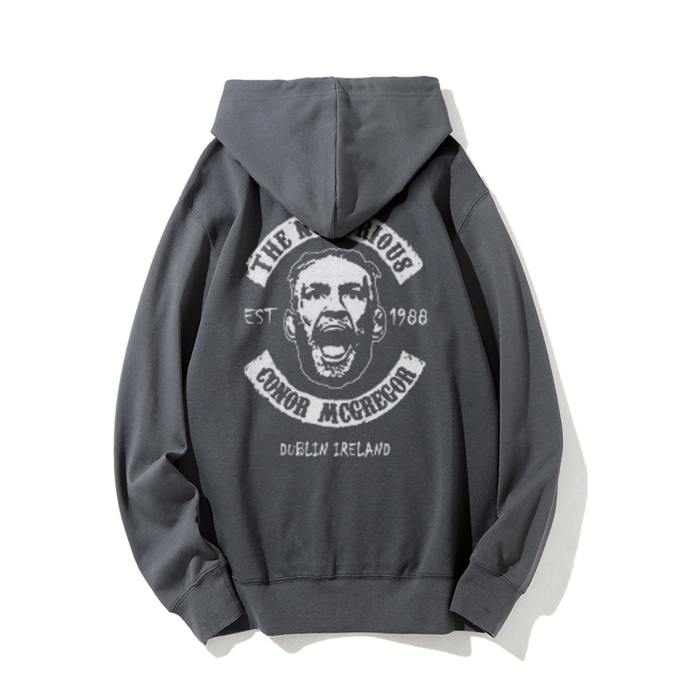 Mens Vintage The Notorious Conor Mcgrecor Print Graphic Pullover With Kangaroo Pocket Hoodies