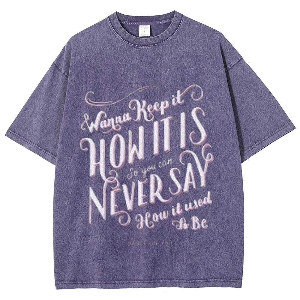 Women Washed Vintage Letter Print Tee