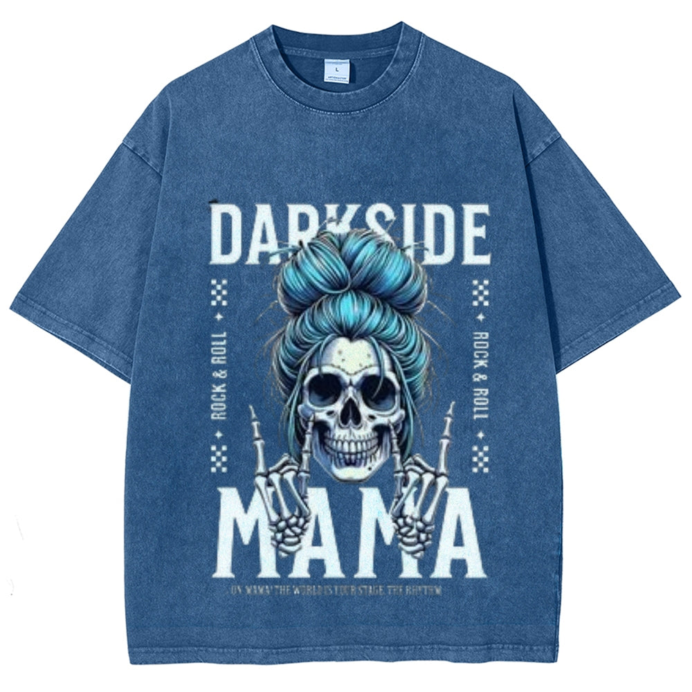 Women Washed Vintage Darkside MaMa Graphic T-shirt