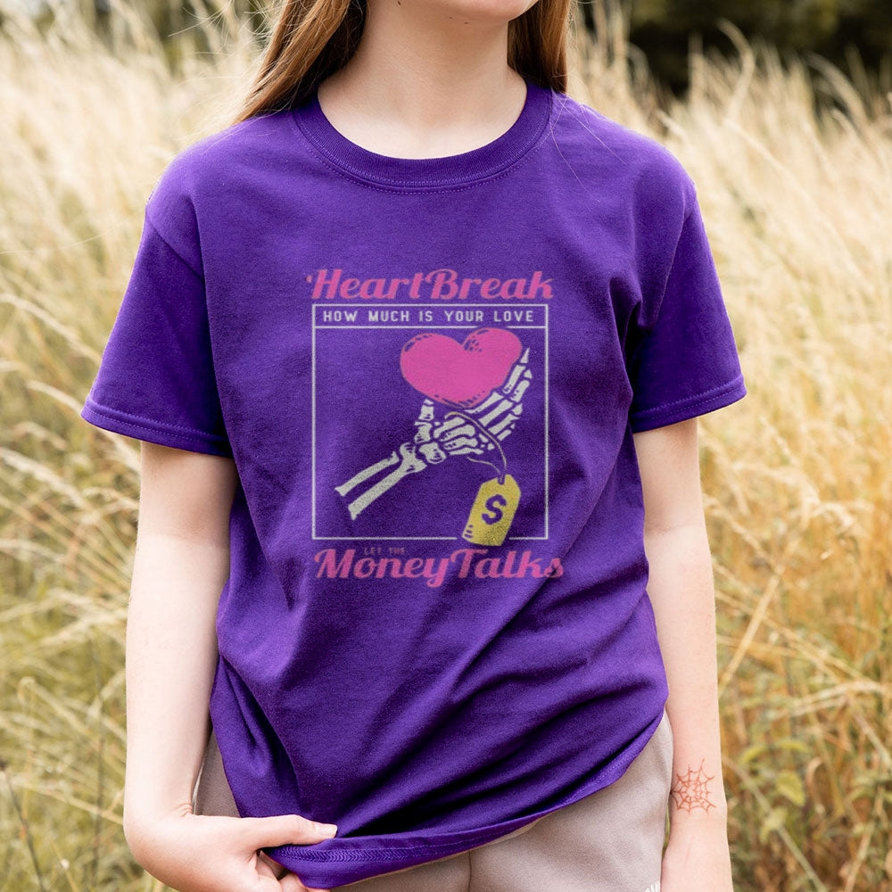 Women Heartbreak Money Talks Print Graphic T-shirt