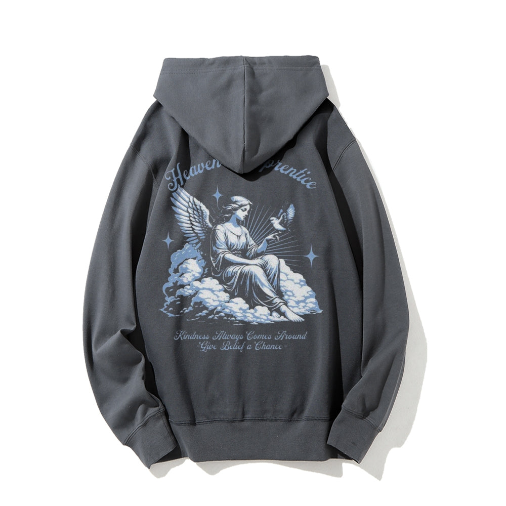 Mens Vintage Heaven's Appentice Darkness Style Print Graphic Pullover With Kangaroo Pocket Hoodies