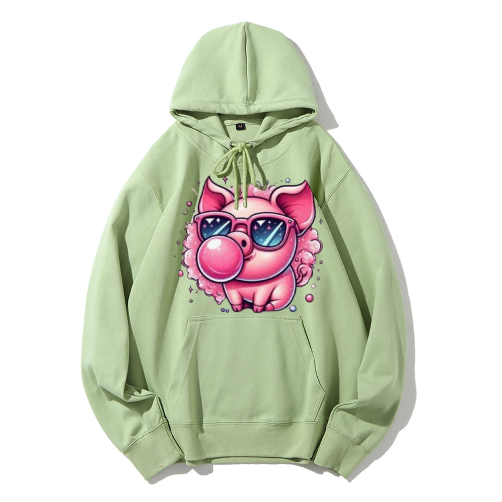 Women Cute Pink Pig Graphic Hoodies