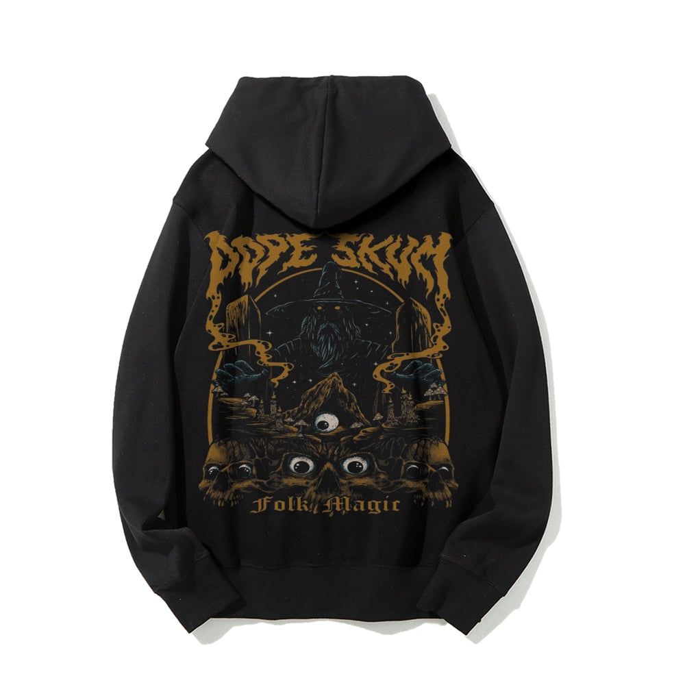 Mens Vintage Dope Skum Darkness Style Print  Graphic Pullover With Kangaroo Pocket Hoodies