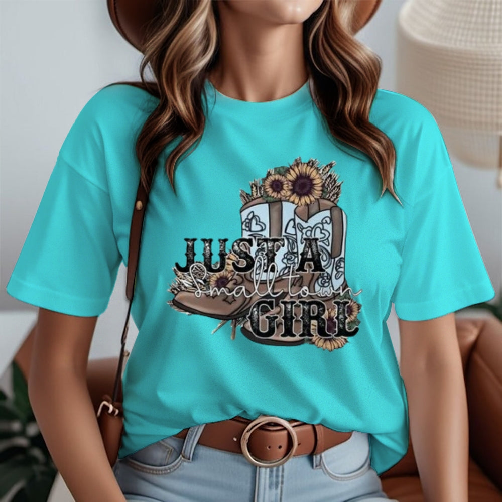 Women Western Cowboy Style Print Graphic T-shirt