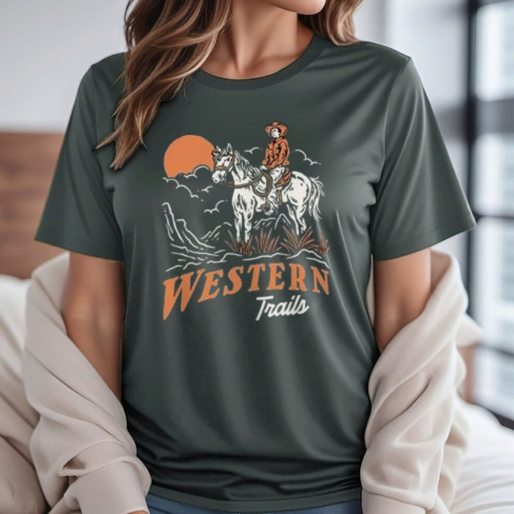 Women Western Style Cowboy Graphic T-shirt