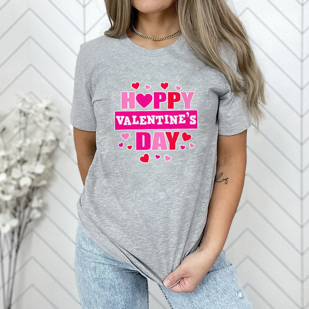 Women Happy Valentine's Day Print Graphic T-shirt