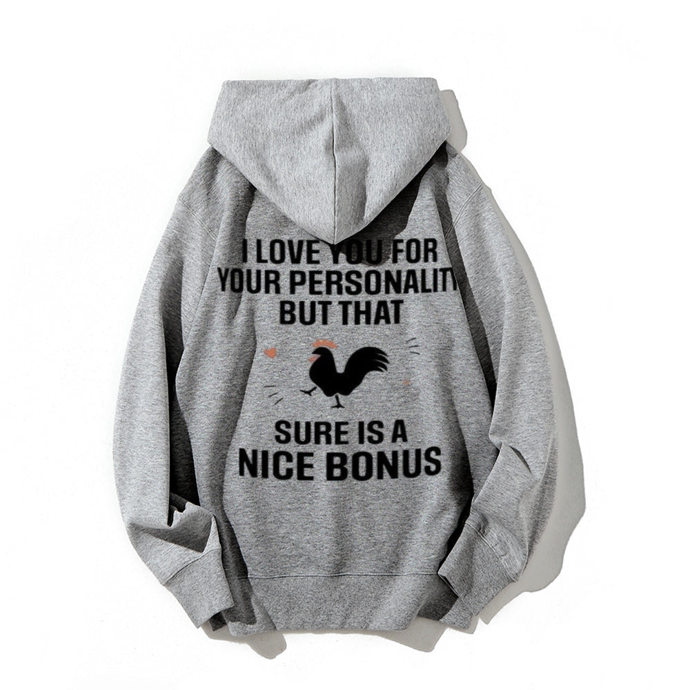 I Love You For Your Personality Funny Letter Graphic Pullover With Kangaroo Pocket Hoodies