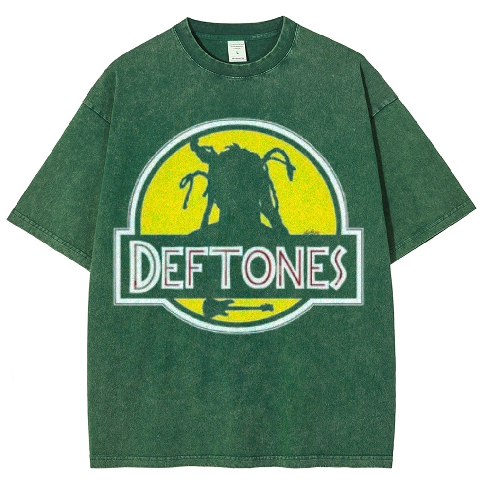 Unisex Vintage The Deftones Rock Band Print Short Sleeve Casual Graphic Washed T-shirt