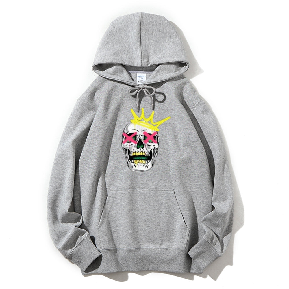 Mens Ruby Tooth King Skull Graphic Hoodies