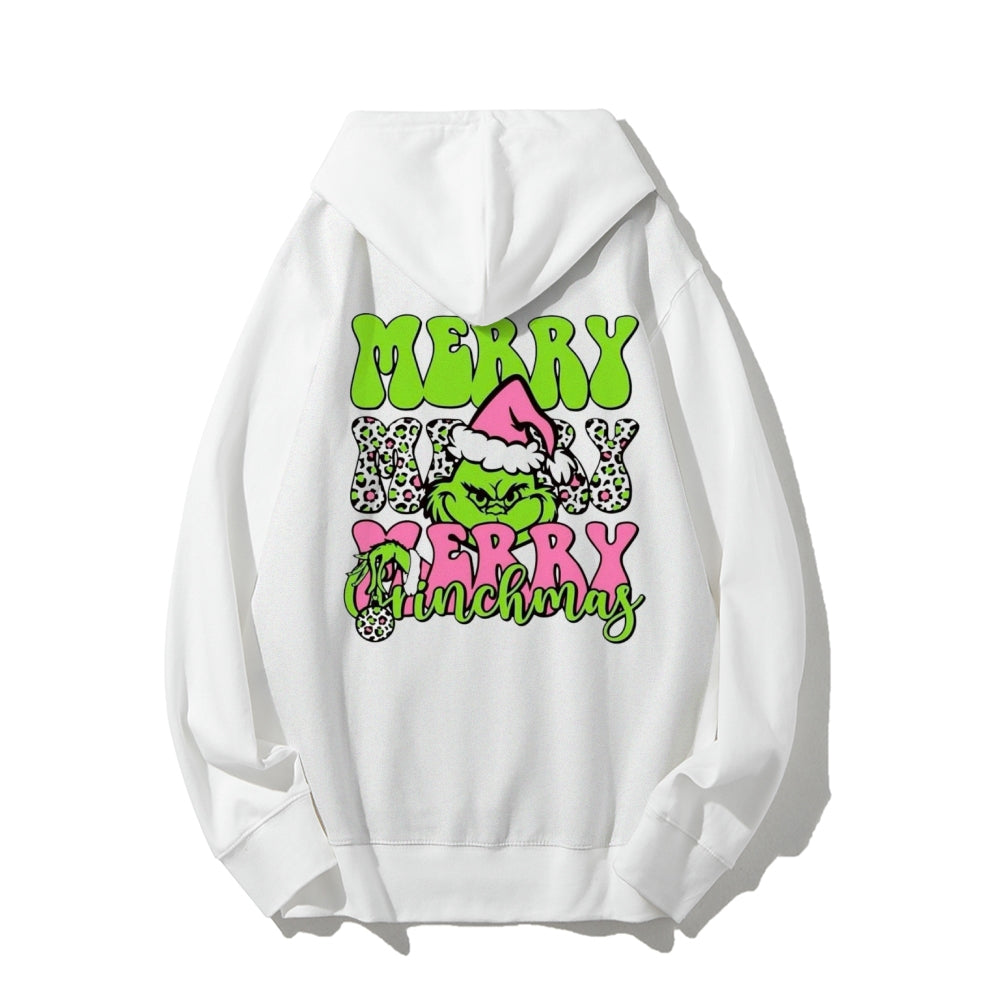 Merry Christmas Vibes Graphic Pullover With Kangaroo Pocket Hoodies