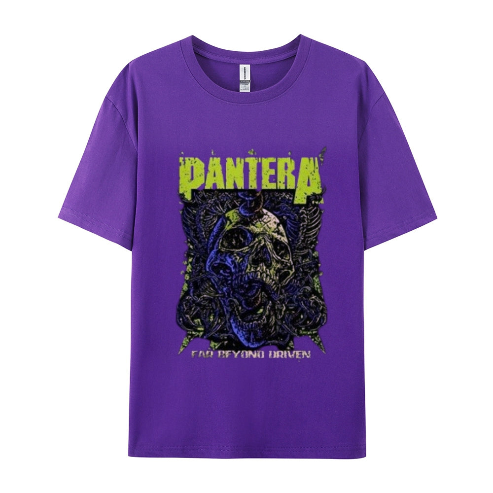 Mens Vintage The Pantera Rock Band Print Cotton Short Sleeve Casual Graphic T-shirt